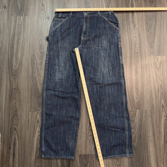 VINTAGE Levi's Silvertab Baggy Wide Leg Carpenter Jeans Mens 36x34(32) Blue Y2K - Picture 6 of 10
